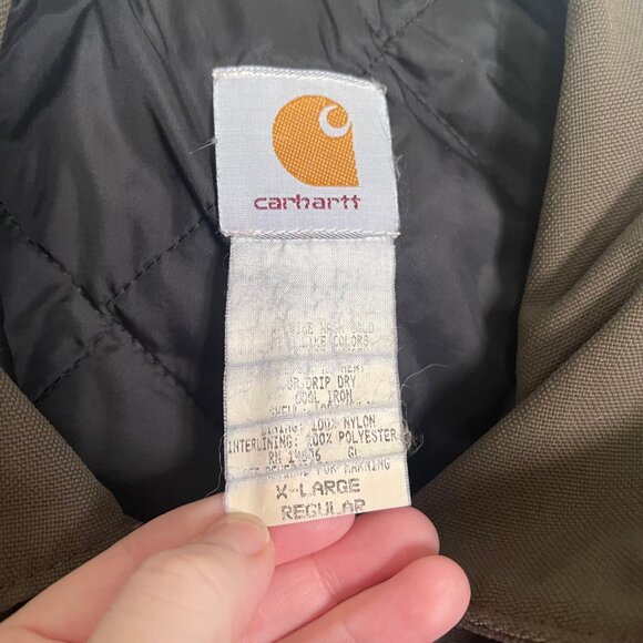 Vintage CARHARTT 4 Pocket Quilt Lined Chore Field Jacket Brown Mens XL Reg T3 - Picture 2 of 16